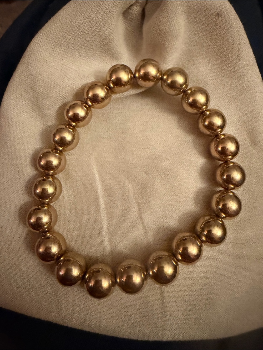 Gold Bead Stretch Necklace - Polished Beaded Design